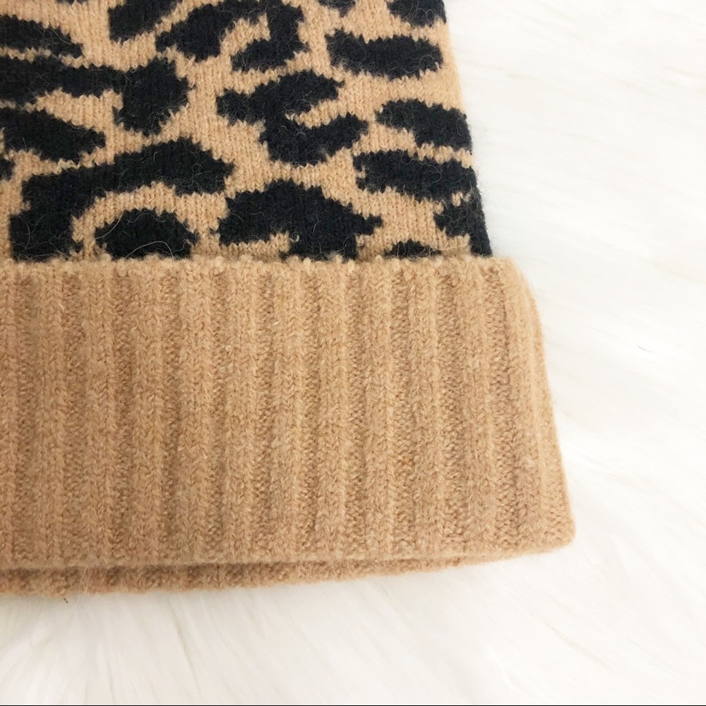 J. Crew Leopard Print Beanie Supersoft yarn - Picture 3 of 7
